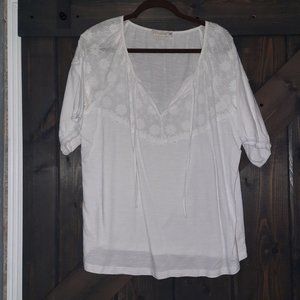 Suzanne Betro Weekend white eyelet shirt 1X